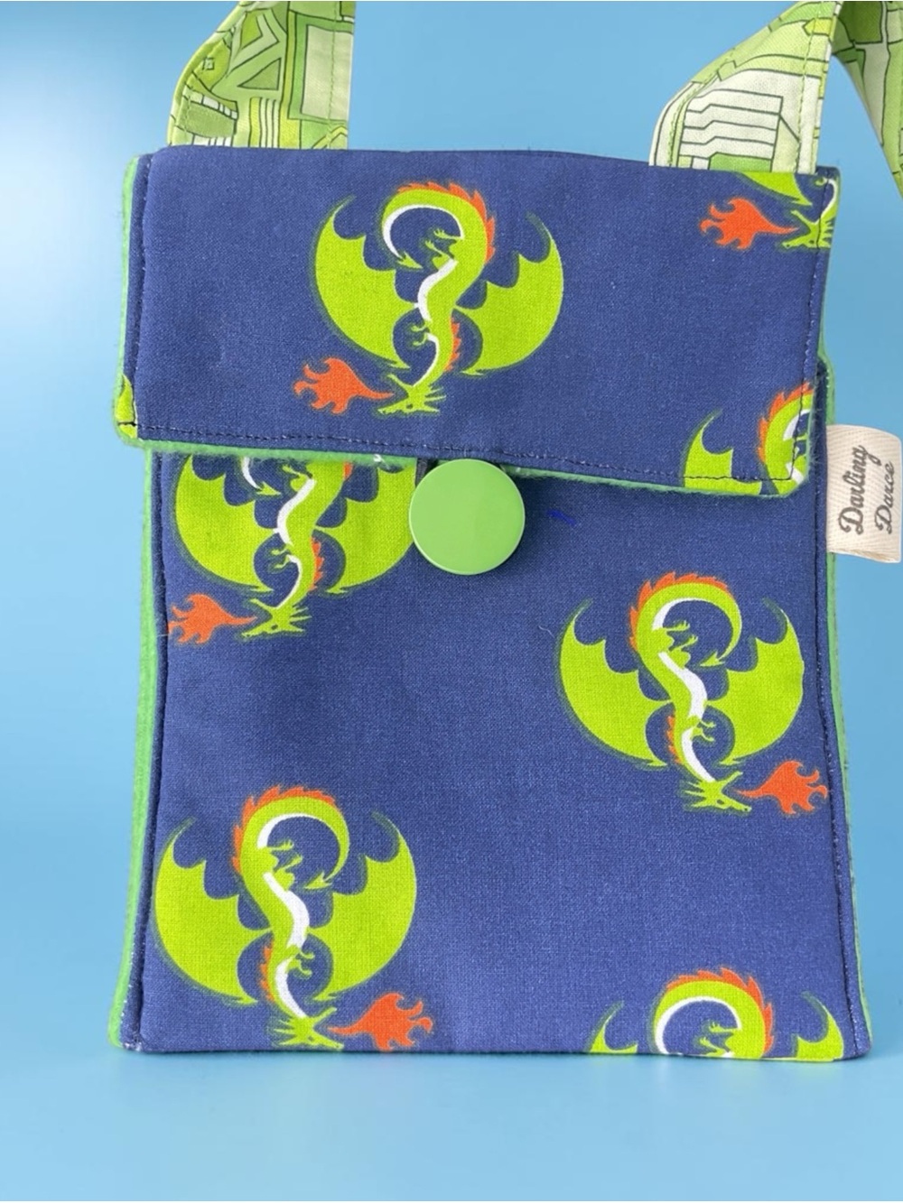 Kids Dragon Crossbody Bag - Navy & Lime